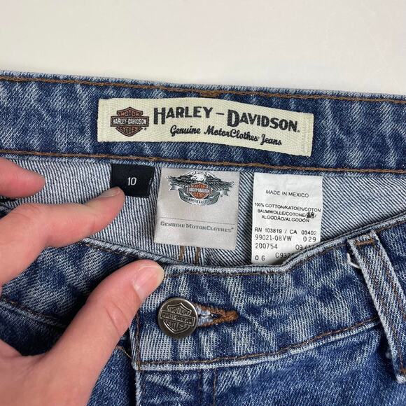 Vintage Harley Davidson Motorcycle Biker Denim Blue Women’s Jeans Size 10 - Picture 5 of 7